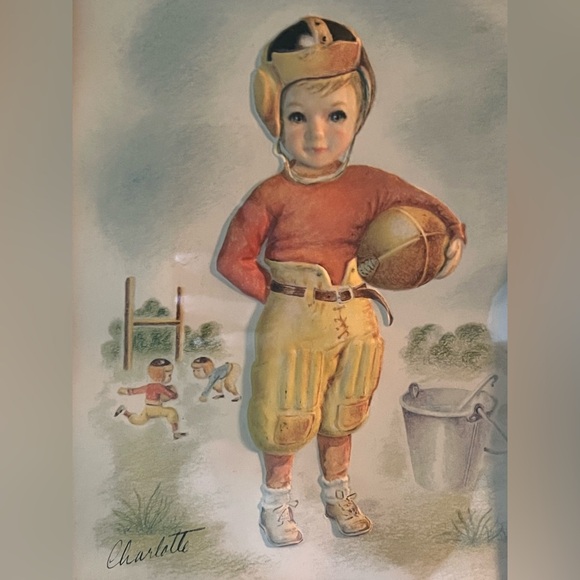 Vintage 1950s Charlotte Becker 3D Sports Prints Set in Gold Frames Wall Art - Picture 5 of 8